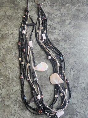 Midnight Cascade Necklace - 10 Strand - 35" long